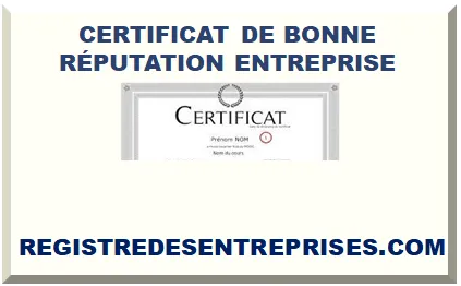 CERTIFICAT DE BONNE RÉPUTATION POUR ENTREPRENEUR (FRANCE)